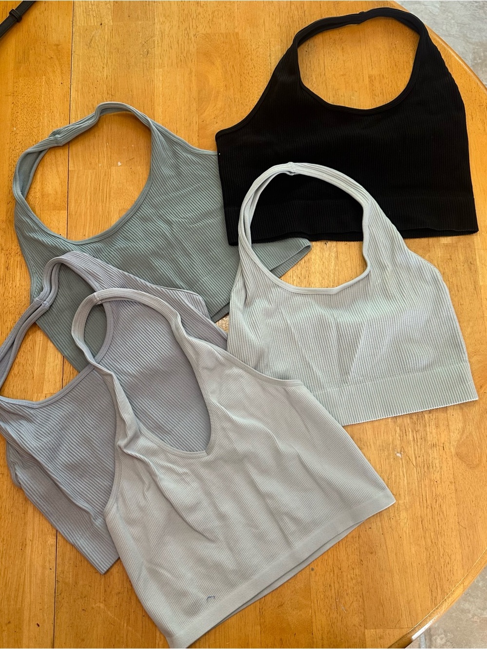 Ribbed Racerback Bralette - Black & Light Gray (5 Pack)